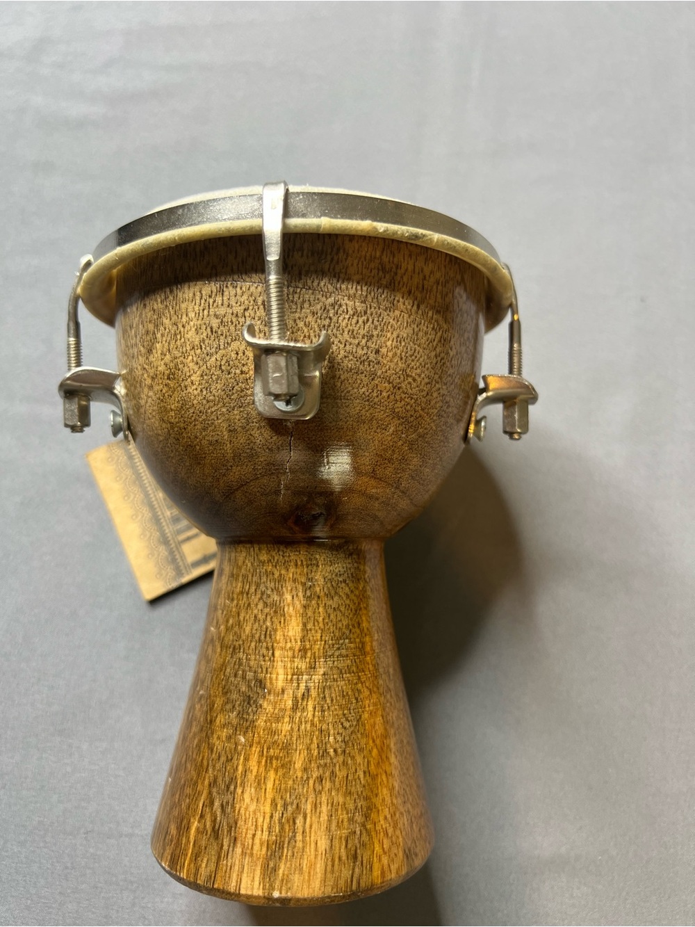 NWT Handcrafted in India Mini Wooden Djembe Hand Drum Natural Hide Percussion - Picture 3 of 9